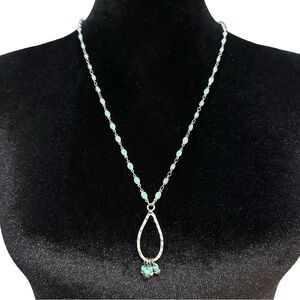 JK Jewel Kade Necklace Silver Tone Blue Beaded Length 24 - 26 inch
